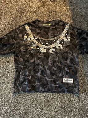 Wilson Black Camo Long Sleeve Tee with Embellished Graphic